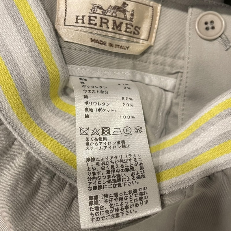 エルメス HERMES ストレートパンツ グレー コットン メンズ パンツ