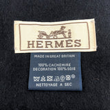 エルメス HERMES フリンジマフラー ダンベル エンブロイダリー ネイビー カシミヤ メンズ マフラー