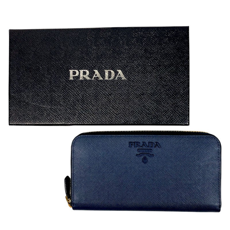 プラダ PRADA ジップアラウンド 1ML506 ブルー サフィアーノレザー レディース 長財布