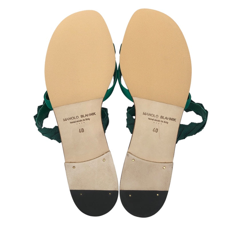 マノロブラニク Manolo Blahnik サテンフラットサンダル グリーン レディース サンダル