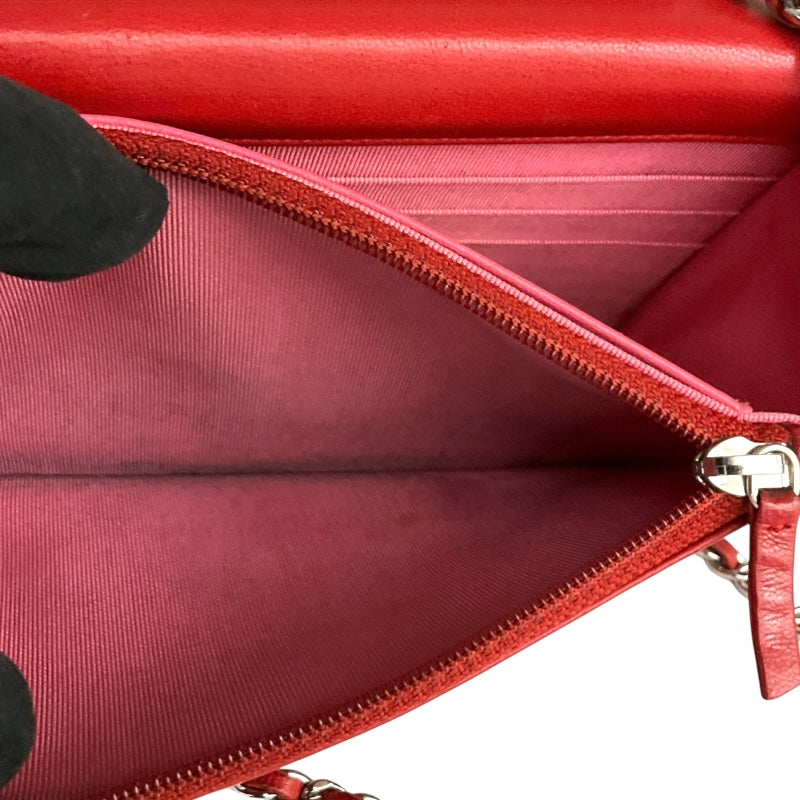 シャネル CHANEL ﾏﾄﾗｯｾﾁｪｰﾝｳｫﾚｯﾄ A33814 レッド ラムスキン レディース ショルダーバッグ