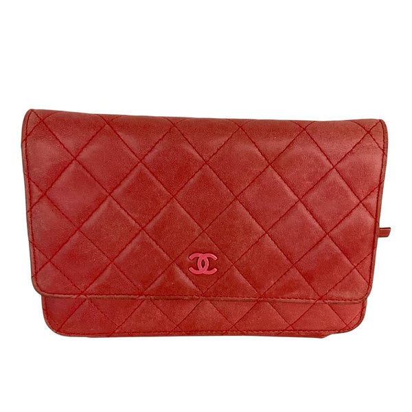 シャネル CHANEL ﾏﾄﾗｯｾﾁｪｰﾝｳｫﾚｯﾄ A33814 レッド ラムスキン レディース ショルダーバッグ