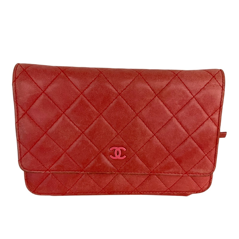 シャネル CHANEL ﾏﾄﾗｯｾﾁｪｰﾝｳｫﾚｯﾄ A33814 レッド ラムスキン レディース ショルダーバッグ