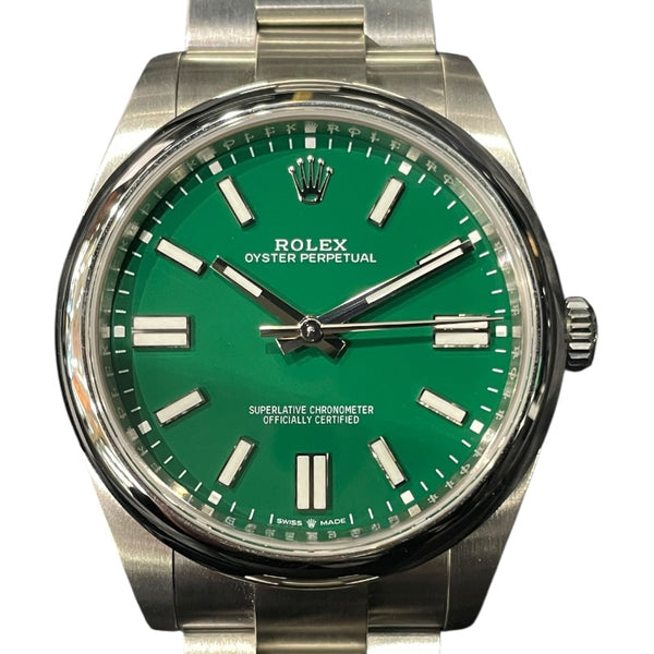 ロレックス ROLEX オイスターパーペチュアル41 124300 グリーン SS メンズ 腕時計