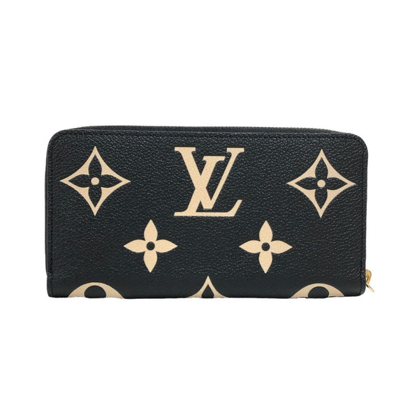 ルイ・ヴィトン LOUIS VUITTON ジッピー・ウォレット M80481 ブラック×ベージュ モノグラム・アンプラント レディース 長財布