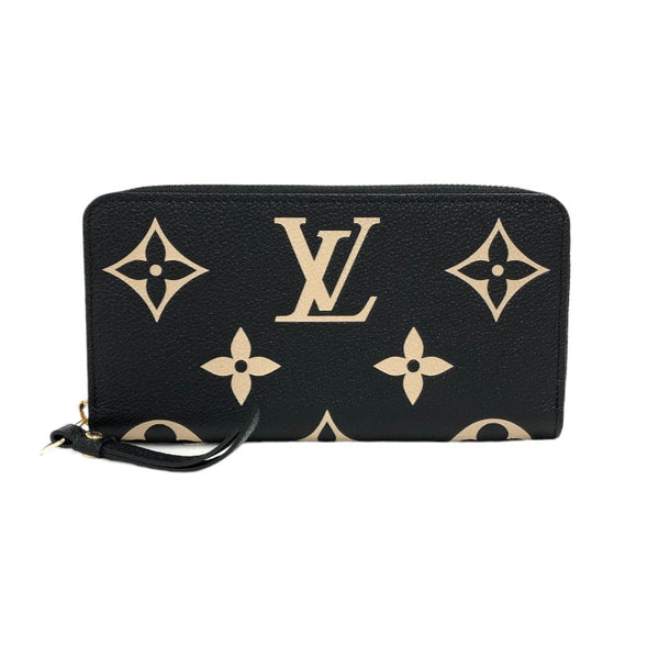 ルイ・ヴィトン LOUIS VUITTON ジッピー・ウォレット M80481 ブラック×ベージュ モノグラム・アンプラント レディース 長財布