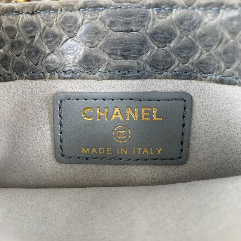 シャネル CHANEL チェーンポシェット 18番台 グレー ゴールド金具 パイソン  レディース ショルダーバッグ