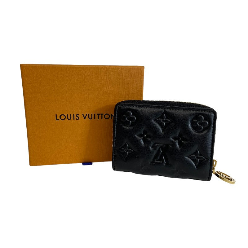 ルイ・ヴィトン LOUIS VUITTON ポルトフォイユ・ルー M81599 ブラック ゴールド金具 ラム レディース 二つ折り財布