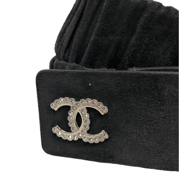 シャネル CHANEL ベルト ブラック シルバー金具 スウェード/メタル/ストラス レディース ベルト