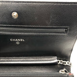 シャネル CHANEL Vステッチ チェーンウォレット A33814 ブラック×SV金具 キャビア レディース ショルダーバッグ