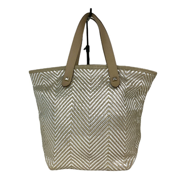 エルメス HERMES チェンナイPM □M刻印 ベージュ シルバー金具 レザー/ポリエステル レディース ハンドバッグ