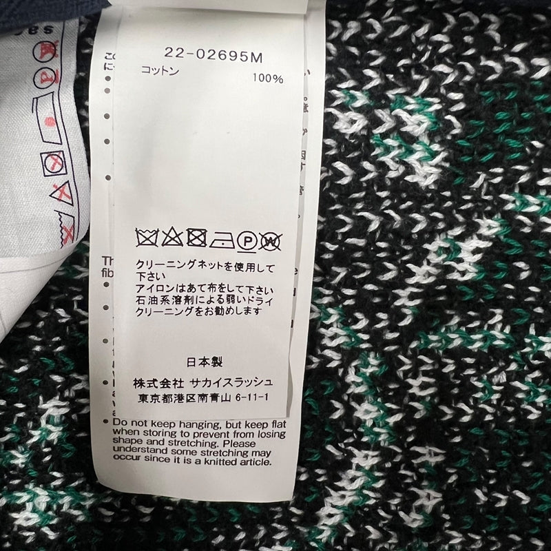 サカイ SACAI バンダナ ニットセーター 22-02695M 1 グリーン×ブラック コットン メンズ セーター