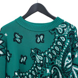 サカイ SACAI バンダナ ニットセーター 22-02695M 1 グリーン×ブラック コットン メンズ セーター