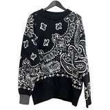 サカイ SACAI バンダナ ニットセーター 22-02695M 2 ブラック×ホワイト コットン100% メンズ セーター