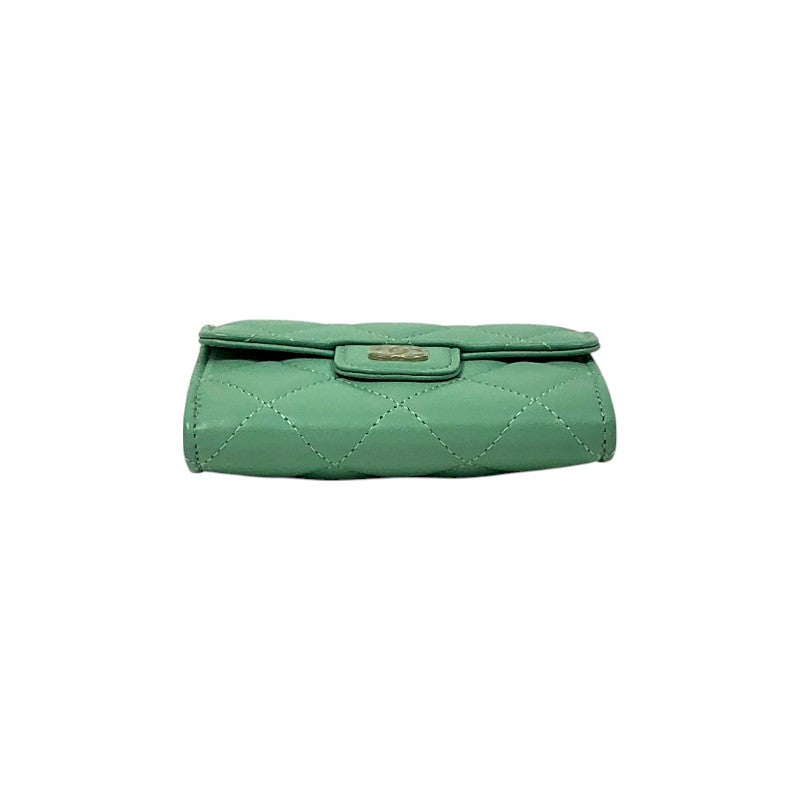 シャネル CHANEL マトラッセチェーンカードケース AP0238 グリーン ゴールド金具 ラムスキン レディース ショルダーバッグ