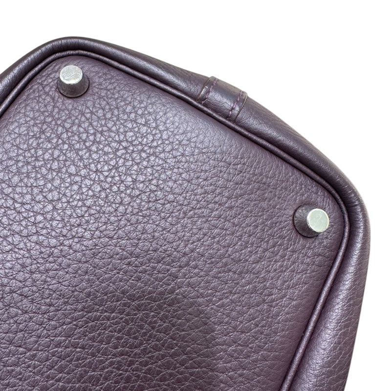 エルメス HERMES ピコタンロックPM　□M刻印　SV金具 プルーン レザー トリヨン レディース ハンドバッグ