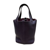 エルメス HERMES ピコタンロックPM　□M刻印　SV金具 プルーン レザー トリヨン レディース ハンドバッグ