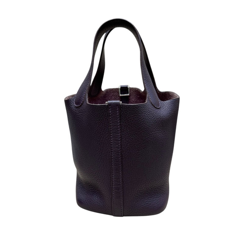エルメス HERMES ピコタンロックPM　□M刻印　SV金具 プルーン レザー トリヨン レディース ハンドバッグ