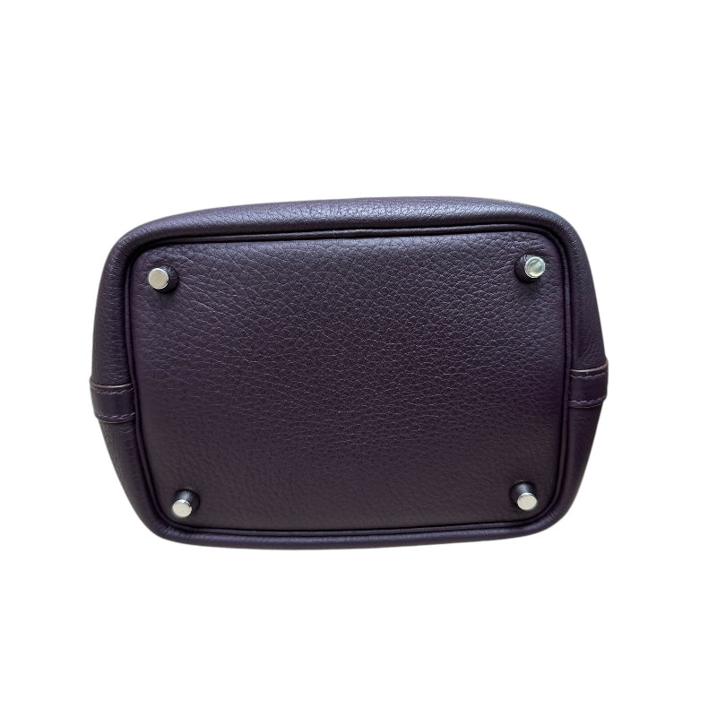 エルメス HERMES ピコタンロックPM　□M刻印　SV金具 プルーン レザー トリヨン レディース ハンドバッグ