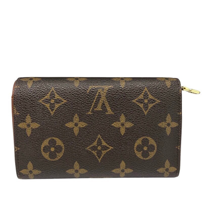 ルイ・ヴィトン LOUIS VUITTON ポルトフォイユ・トレゾール M61736  ブラウン×GD金具 モノグラム ユニセックス 二つ折り財布