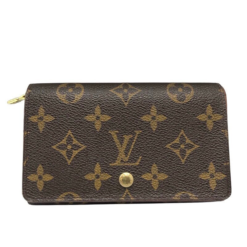 ルイ・ヴィトン LOUIS VUITTON ポルトフォイユ・トレゾール M61736  ブラウン×GD金具 モノグラム ユニセックス 二つ折り財布