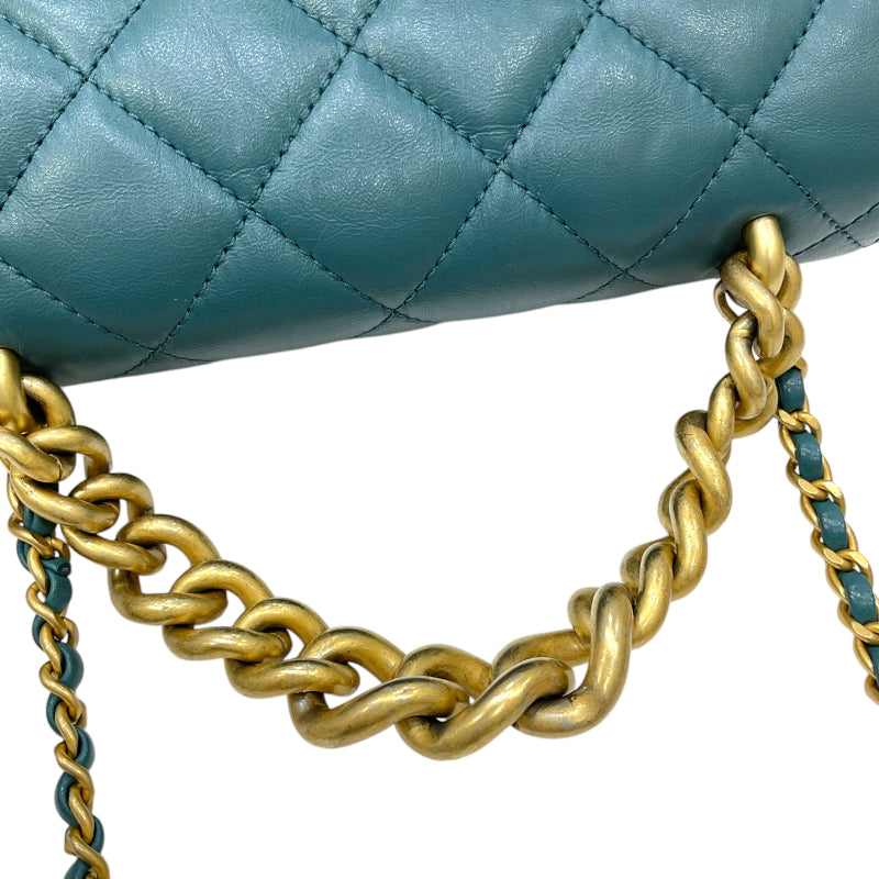 シャネル CHANEL マトラッセ スモールフラップバッグ AS0785 28番台 グリーン ゴールド金具 レザー レディース ショルダーバッグ
