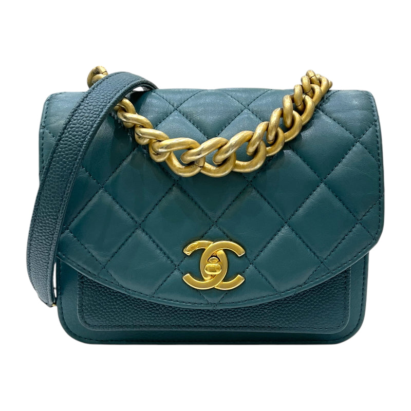 シャネル CHANEL マトラッセ スモールフラップバッグ AS0785 28番台 グリーン ゴールド金具 レザー レディース ショルダーバッグ