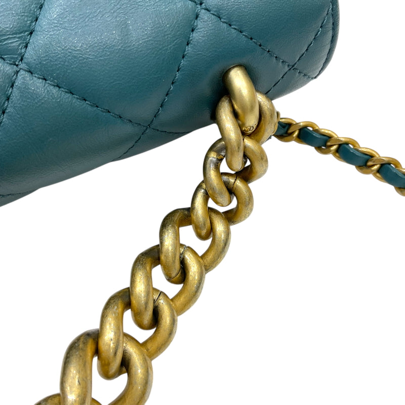 シャネル CHANEL マトラッセ スモールフラップバッグ AS0785 28番台 グリーン ゴールド金具 レザー レディース ショルダーバッグ