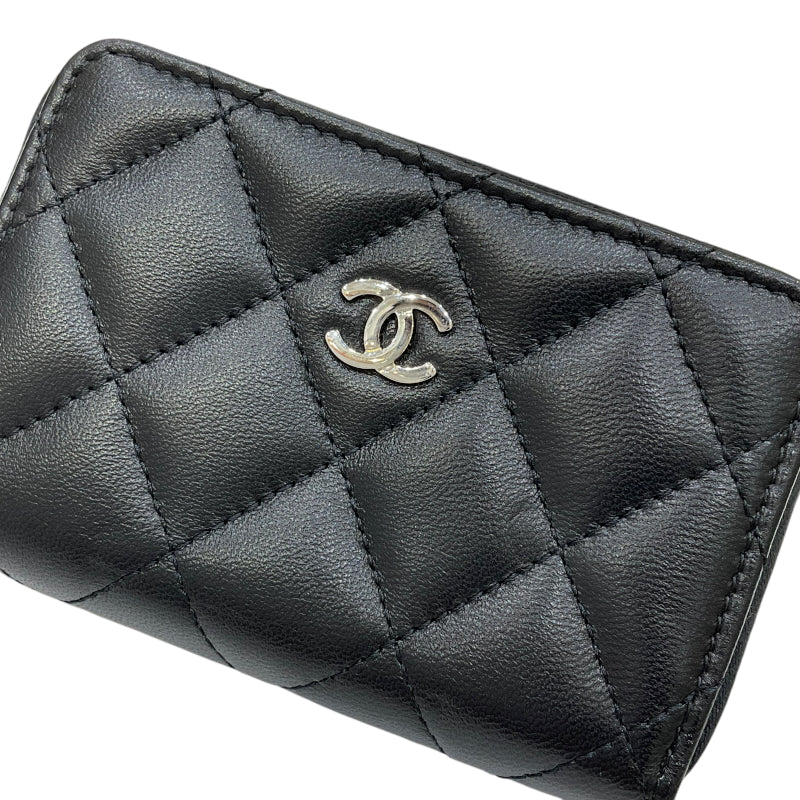 シャネル CHANEL マトラッセ ジップコインパース A84511 19番台 ブラック シルバー金具 ラムスキン レディース コインケース