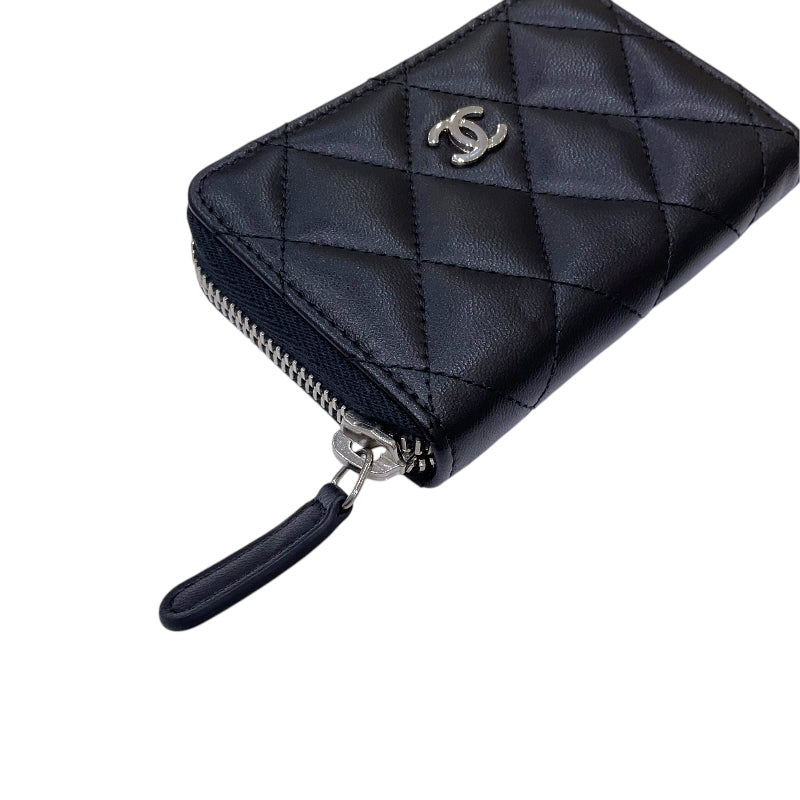 シャネル CHANEL マトラッセ ジップコインパース A84511 19番台 ブラック シルバー金具 ラムスキン レディース コインケース