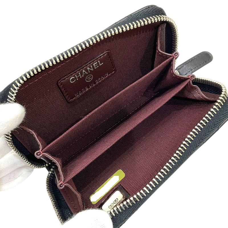 シャネル CHANEL マトラッセ ジップコインパース A84511 19番台 ブラック シルバー金具 ラムスキン レディース コインケース