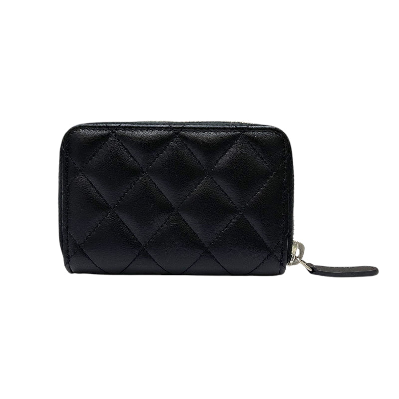 シャネル CHANEL マトラッセ ジップコインパース A84511 19番台 ブラック シルバー金具 ラムスキン レディース コインケース