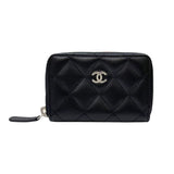 シャネル CHANEL マトラッセ ジップコインパース A84511 19番台 ブラック シルバー金具 ラムスキン レディース コインケース