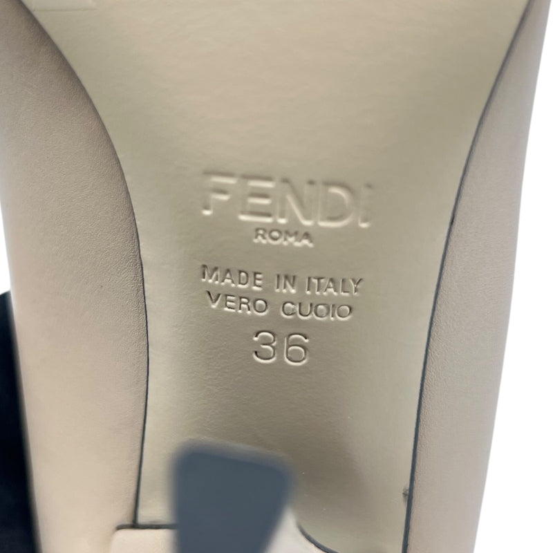 フェンディ FENDI バイカラー ヒールサンダル 36 ベージュ×オレンジ レザー レディース パンプス