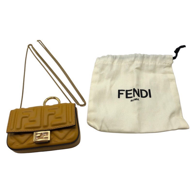 フェンディ FENDI ナノバゲット 7AR844 イエロー レザー レディース ショルダーバッグ