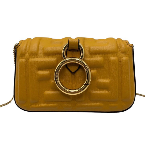 フェンディ FENDI ナノバゲット 7AR844 イエロー レザー レディース ショルダーバッグ
