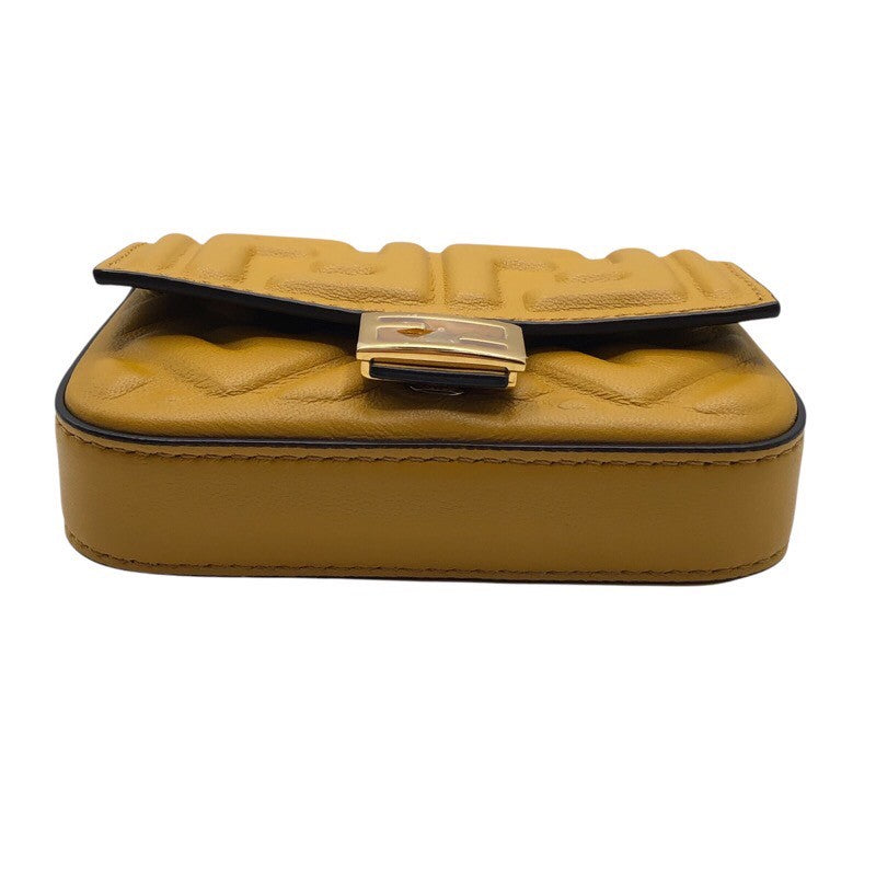 フェンディ FENDI ナノバゲット 7AR844 イエロー レザー レディース ショルダーバッグ