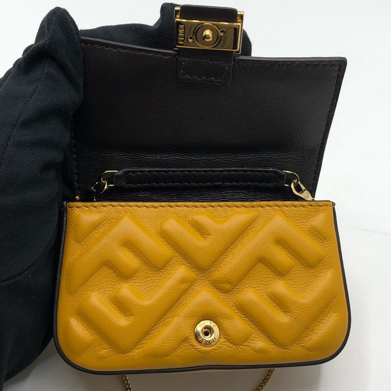 フェンディ FENDI ナノバゲット 7AR844 イエロー レザー レディース ショルダーバッグ