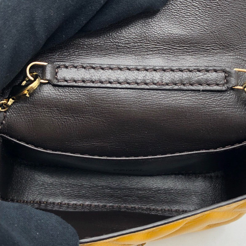 フェンディ FENDI ナノバゲット 7AR844 イエロー レザー レディース ショルダーバッグ