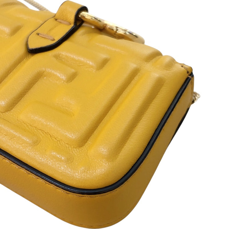 フェンディ FENDI ナノバゲット 7AR844 イエロー レザー レディース ショルダーバッグ