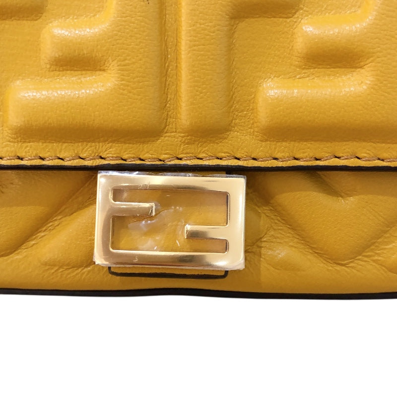 フェンディ FENDI ナノバゲット 7AR844 イエロー レザー レディース ショルダーバッグ