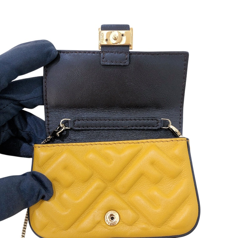 フェンディ FENDI ナノバゲット 7AR844 イエロー レザー レディース ショルダーバッグ