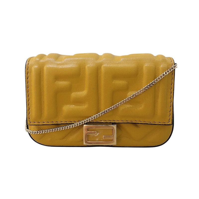 フェンディ FENDI ナノバゲット 7AR844 イエロー レザー レディース ショルダーバッグ