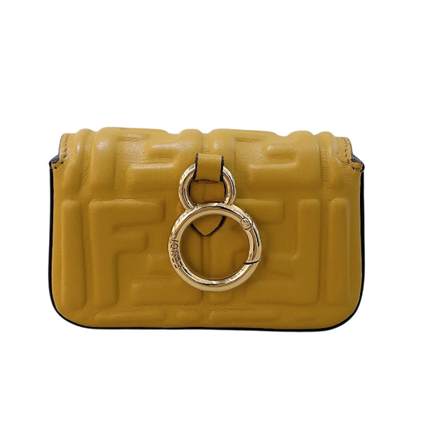 フェンディ FENDI ナノバゲット 7AR844 イエロー レザー レディース ショルダーバッグ