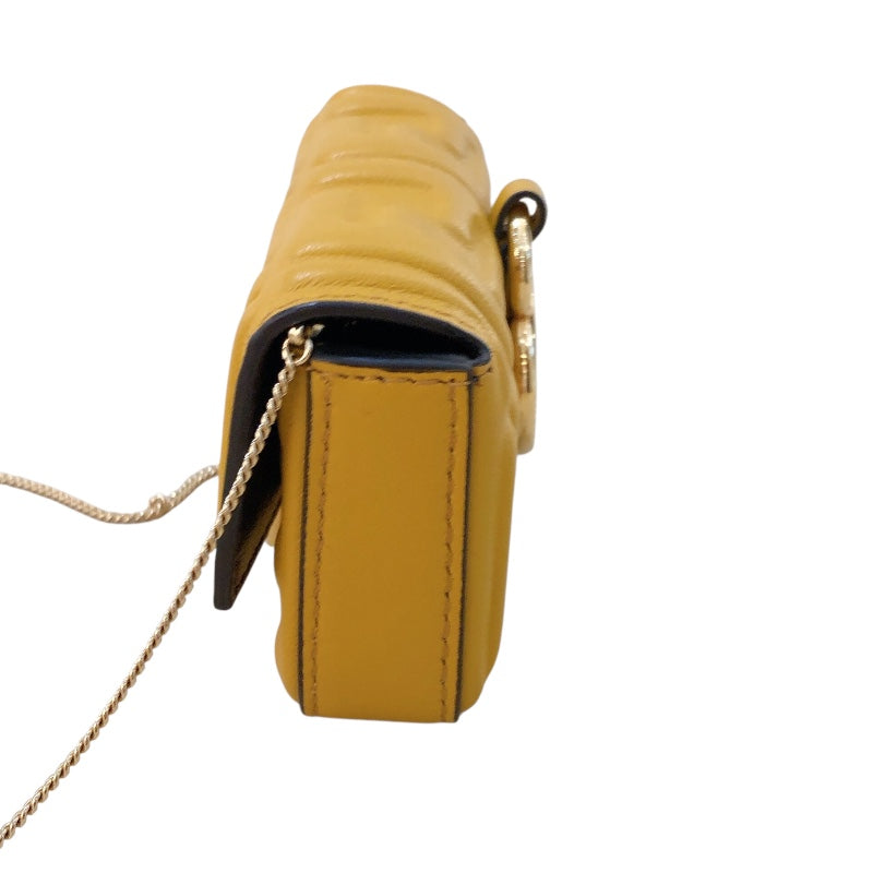 フェンディ FENDI ナノバゲット 7AR844 イエロー レザー レディース ショルダーバッグ