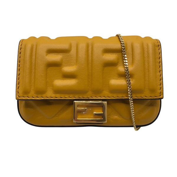フェンディ FENDI ナノバゲット 7AR844 イエロー レザー レディース ショルダーバッグ