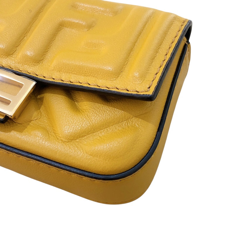 フェンディ FENDI ナノバゲット 7AR844 イエロー レザー レディース ショルダーバッグ