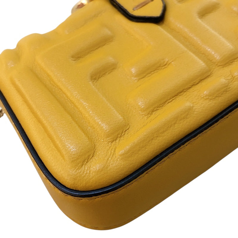 フェンディ FENDI ナノバゲット 7AR844 イエロー レザー レディース ショルダーバッグ