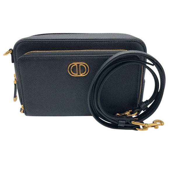 クリスチャン・ディオール Christian Dior カロダブルポーチショルダー S7431UBAE ブラック×GD金具 カーフ レディース ショルダーバッグ