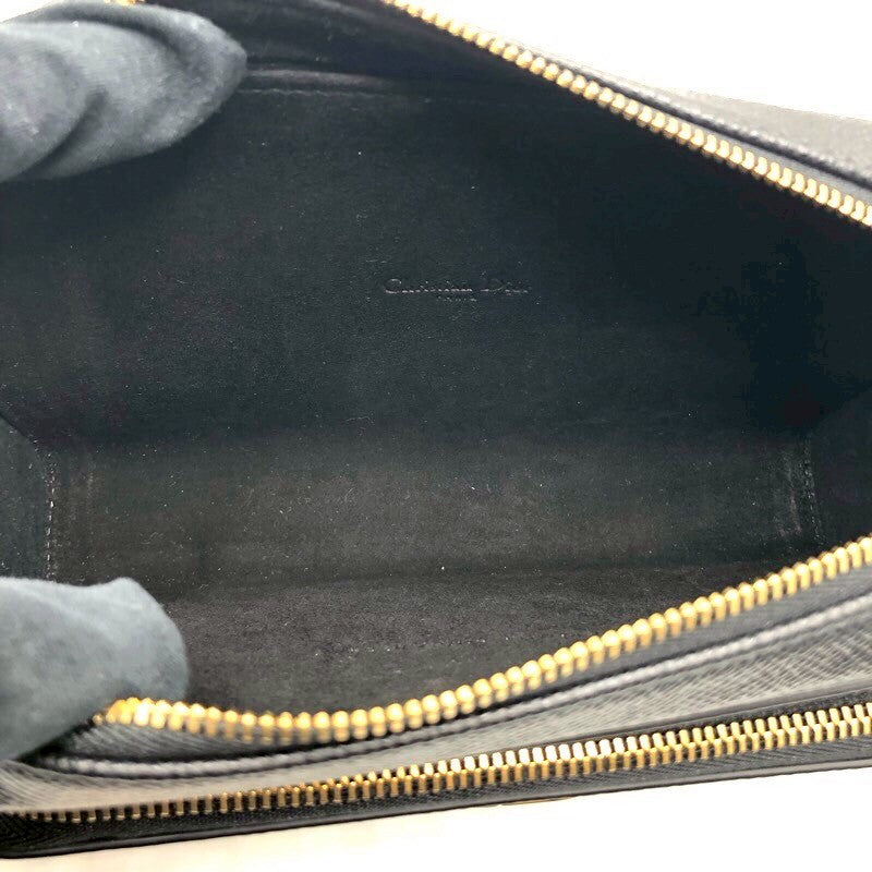 クリスチャン・ディオール Christian Dior カロダブルポーチショルダー S7431UBAE ブラック×GD金具 カーフ レディース ショルダーバッグ